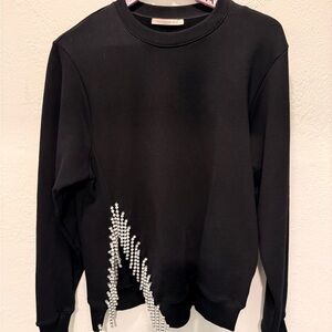 Christopher Kane Crystal Cupchain Fringe Sweatshirt - Black